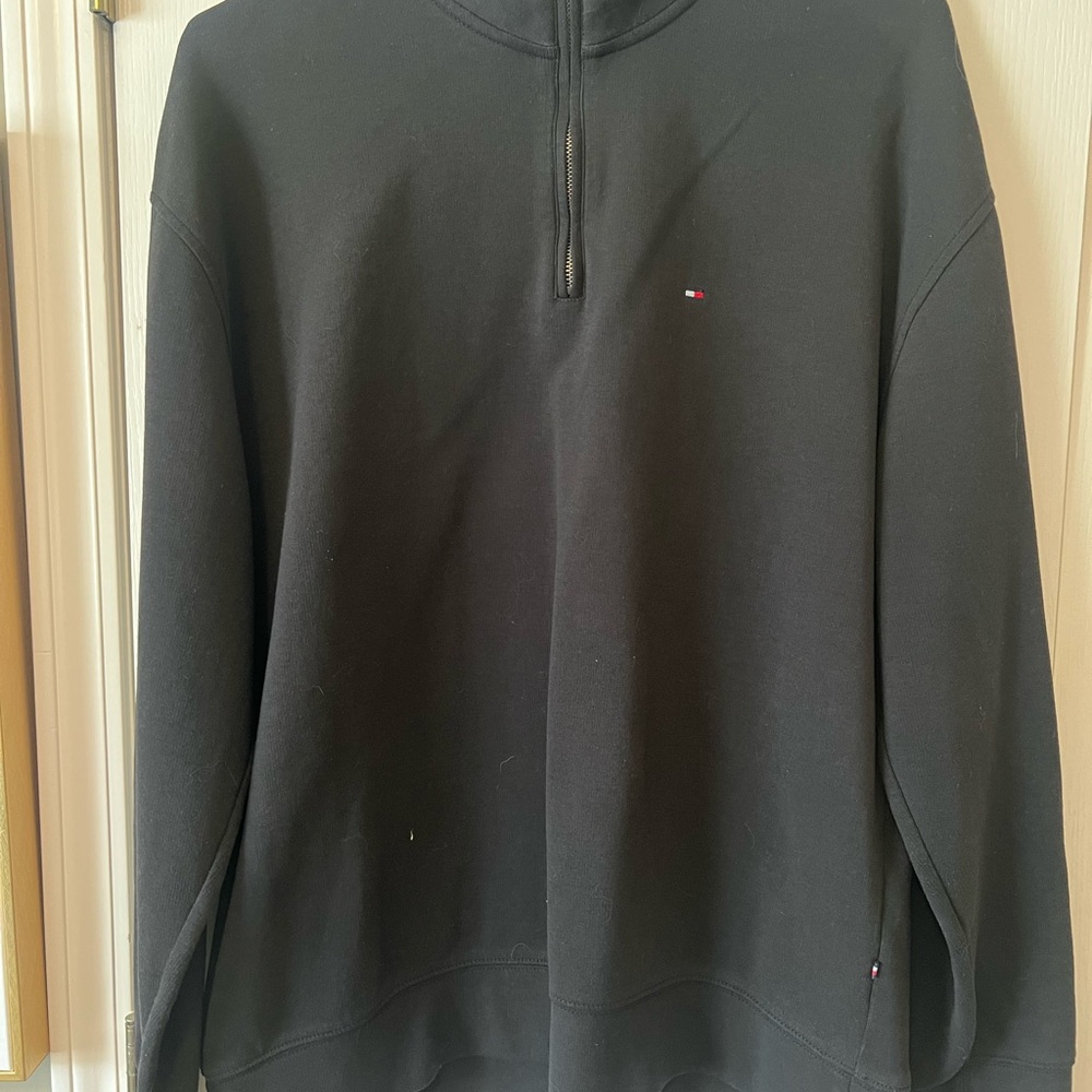 Tommy Hilfiger Men’s Black Quarter-Zip Sweatshirt - XL
